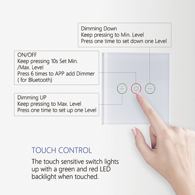 Bluetooth Whiite Smart Touch Dimmer Bluetooth Whiite Smart Touch Dimmer